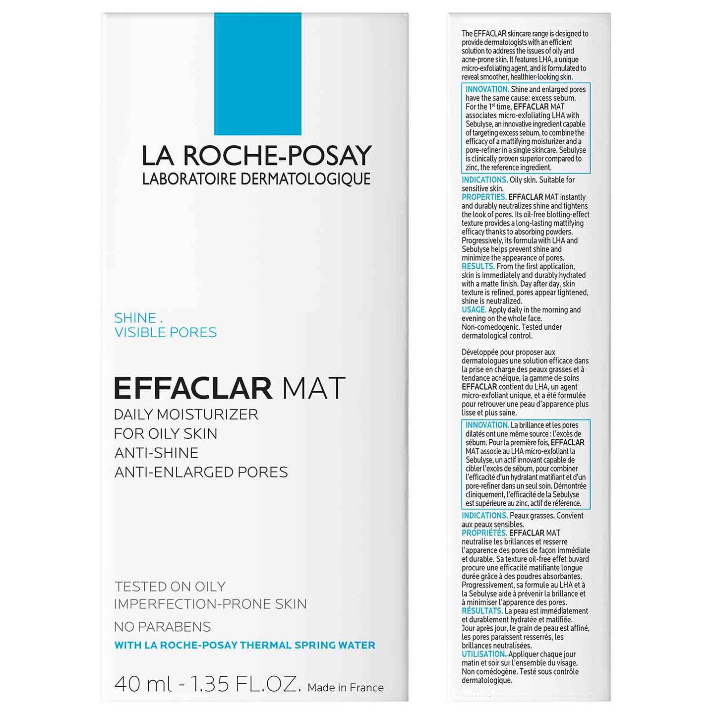 La Roche Posay Effaclar Mat Mattifying Face Moisturizer for Oily Skin 40ml