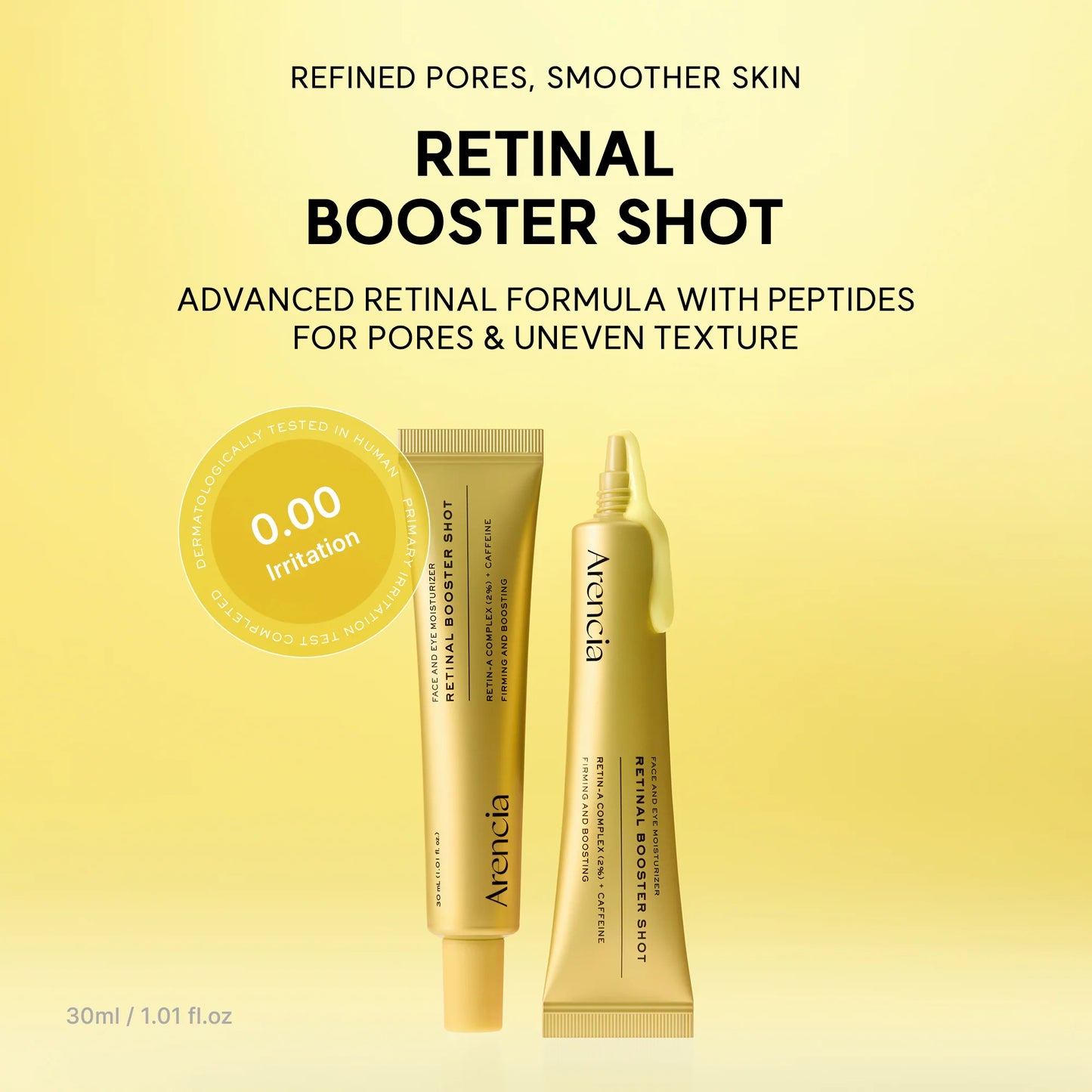 Arencia Retinal Booster Shot, Advanced Retinal & Caffeine Formula for Firm, Pore-Refined Skin 30ml