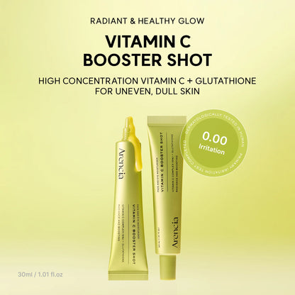 Arencia Vitamin C Booster Shot, Pure Vitamin C + Glutathione for Bright, Healthy Skin Glow 30ml