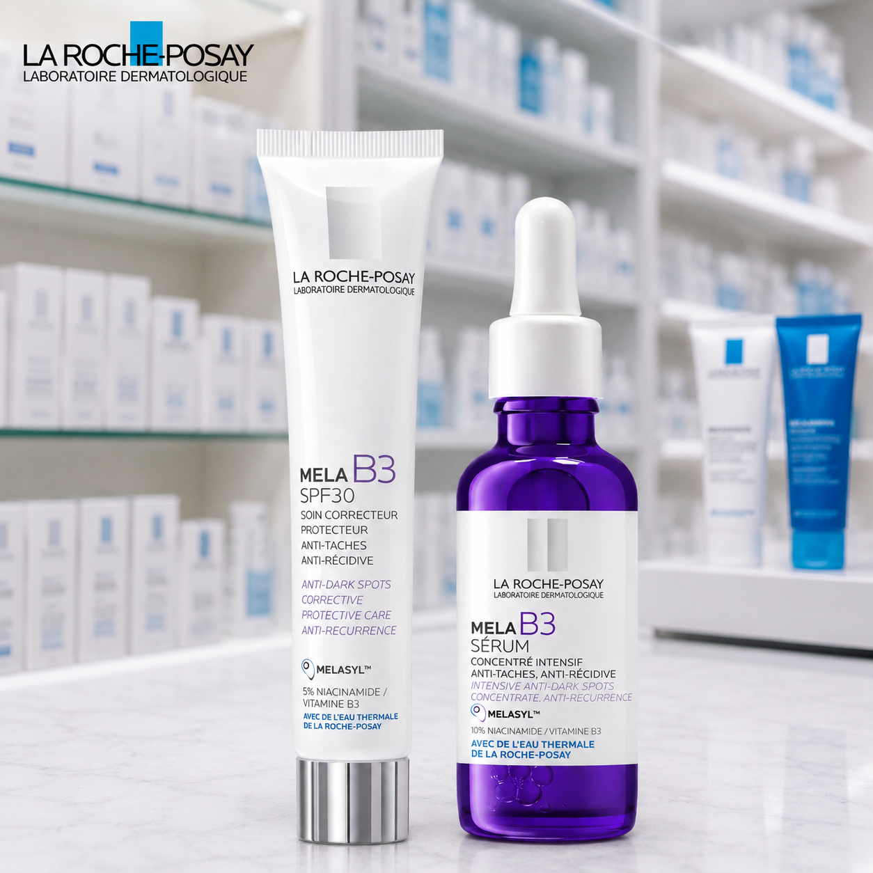 La Roche Mela B3 Dark Spot Serum & Mela B3 UV Daily Moisturizer With SPF 30
