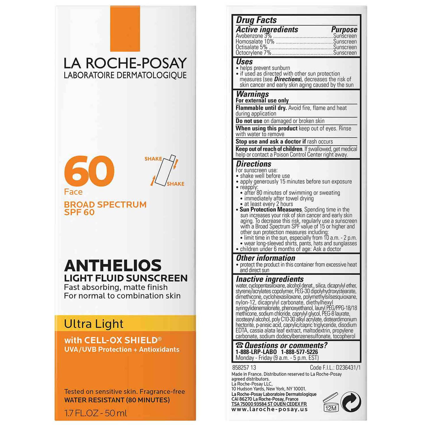 La Roche Posay - Anthelios Ultra Light Fluid Facial Sunscreen SPF 60 50ml